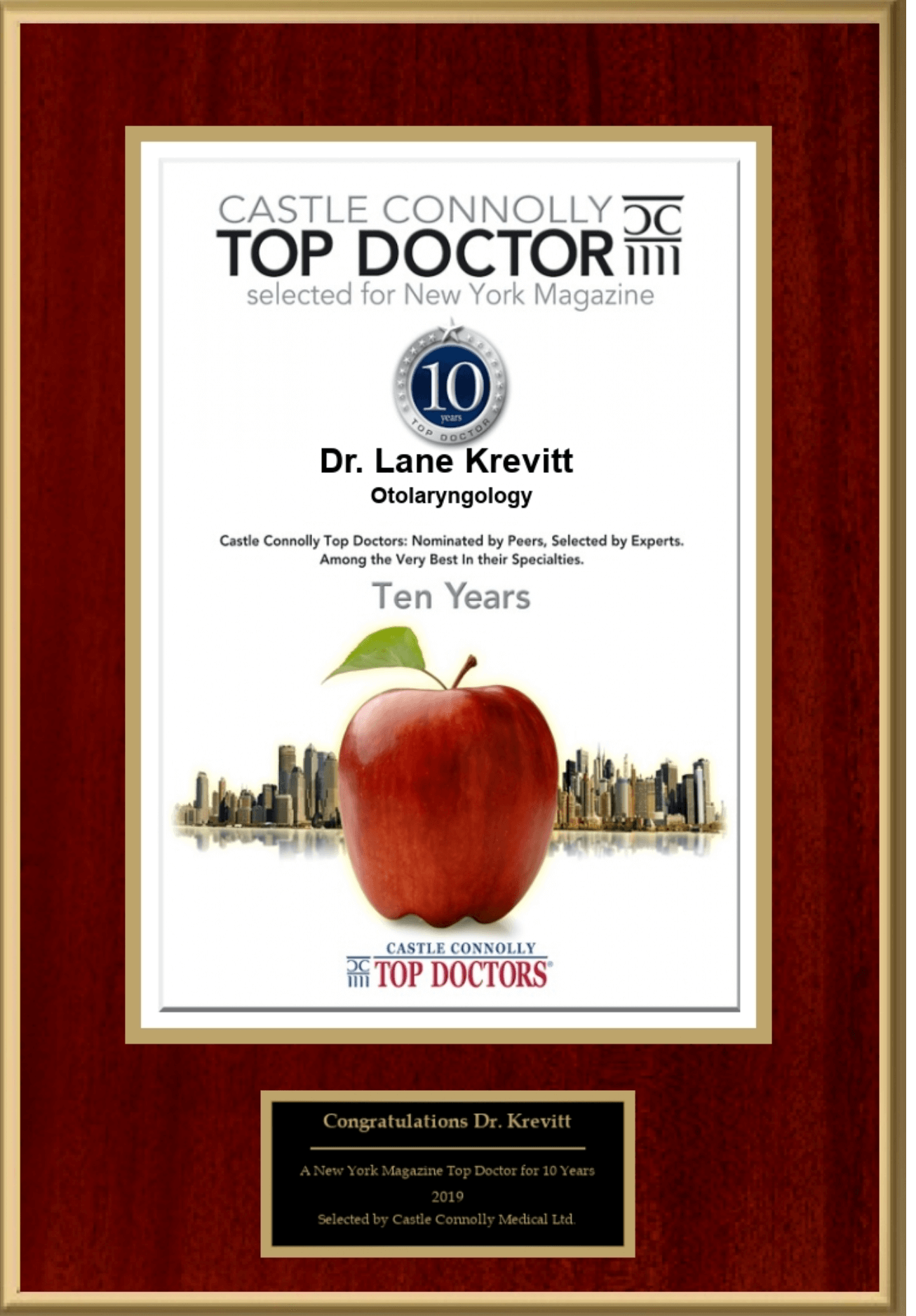 10 Years of Being Castle Connolly Top Doctor